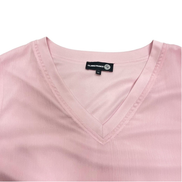 Claire France baby light pink size 4X US blouse layered short sleeves light - Picture 4 of 10